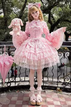 Fabric: Polyester Color: Pink Feature: Multi-Layered, Ruffle, Bowknot, Lace Style: Sweet Include: Dress*1 (Any of the accessory is not included.) Size (IN) Bus Pastel Clothing, Japanese Lolita Fashion, Hime Gyaru, Dream Fashion, Lolita Outfits, Fashion Things, Kawaii Style, Girly Dresses, Vintage Gowns