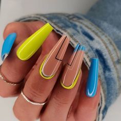 Ongles Bling Bling, Uñas Acrilicas, Hot Nails, Yellow Nails, Art Trends, Coffin Nails Designs, Fire Nails