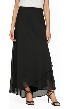 Long Chiffon Skirt with Tulip Hem Long Chiffon Skirt, Ball Skirt, Chiffon Maxi Skirt, Evening Skirts, Black Maxi Skirt, Formal Skirt, Alex Evenings, Womens Maxi Skirts, High Low Skirt