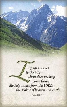 a bible verse with mountains in the background