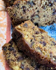 slices of banana bread sitting on top of a table