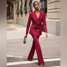 Size Small New, Never Worn Matching Pants In Another Listing Chic Fall Suits With Trousers, Chic Red Suits For Fall, Red Elegant Pantsuit, Burgundy Suit Women, Burgundy Blazer Outfit, Cherry Red Outfit, Dark Red Suit, Burgundy Outfit, Burgundy Blazer