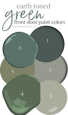 the earth toned green paint color is shown in four different shades, with numbers on each side