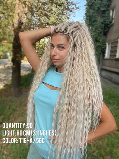 Amazing set of double ended dreads in blode color.  ✅COLOR :T14-A/56C ✅Lenght: Dreadlock extensions about 55 cm(22 inches) at the fold  Quantity: 50 pieces. Together 100 ends. Weight : 400  gr Material: kanekalon (synthetc hair)  Hypoallergenic material  I can mixed any colors of curly dreads . Example of colors is in listing) ✅Suitable for partial weave 50 or 60 extra dreadlocks. Dreadlock wig  has a small crochet dreads from the middle. You can use braid for 1-2 months. It depends of how fast Half Dreaded Hair, Human Hair Dread Extensions, Wavy Dreads, Curly Dreads, Partial Dreads, Dread Hair Extensions, Mommy Hairstyles, Faux Dreads, Braid Extensions