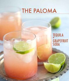 Two ingredient drink. Sounds yummy. Paloma Cocktail, Fresh Fruit Recipes, Grapefruit Soda, Tequila Cocktails, Think Food, Grapefruit Juice, Daiquiri