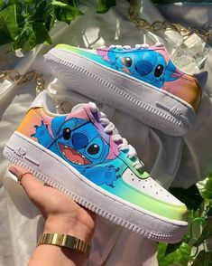 The perfect gift for friends, family, that special someone, or yourself ✨ - Exactly as shown in the pictures. - Brand New & Authentic. 💯 - Hand Painted with attention to detail. 👨‍🎨 - Waterproof and Flexible. ❤️ - Unisex model. Please refer to the Size Chart. - Free Worldwide Shipping. ✈︎ Customized Earrings, Custom Shoes Diy, Painted Sneakers, Nike Shoes Girls, Preppy Shoes, Stitch Clothes, Air Force 1 Custom, Disney Shoes, Custom Air Force 1