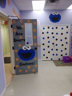 an office decorated with sesame the cookie monster door decorations