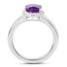 "Amethyst Ring, Amethyst Silver Cocktail Ring, Natural Amethyst Ring for Women, February Birthstone Ring This tasteful halo ring beautifully combines vibrant color and delicate shimmer to stunning effect. An oval-cut African amethyst stone is set on a simple band crafted from .925 sterling silver with rhodium plating. It is surrounded by a halo of 26 round white topaz stones, bringing the total gem weight to 1.73 carats. this tasteful halo ring beautifully combines vibrant color and delicate shi Fine Jewelry Purple Diamond Ring With Gemstone Accents, Purple Diamond Ring With Gemstone Accents, Amethyst Birthstone Ring With Round Cut, Fine Jewelry Amethyst Birthstone Ring, Round Cut, Fine Jewelry Amethyst Ring With Halo For Promise, Fine Jewelry Amethyst Halo Promise Ring, Purple Diamond Ring With Gemstone Accents For Anniversary, Fine Jewelry Amethyst Birthstone Ring Round Cut, Amethyst Birthstone Ring With Center Stone