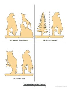 the instructions for how to make a paper cut out of a bear and tree with an owl