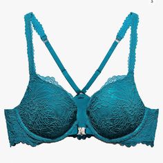 New Without Tags. Savage X Fenty, Corded Lace, Push Up Bra, Women's Intimates, Lace Front, Push Up, Color Blue, Bra, Tags