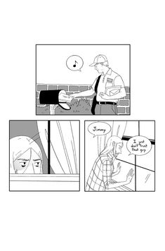 a comic strip with an image of a man and woman talking to each other