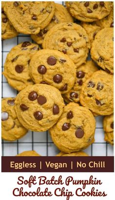 eggless vegan no chill soft batch pumpkin chocolate chip cookies