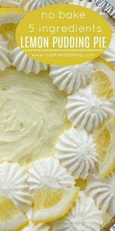 no bake lemon pudding pie with text overlay