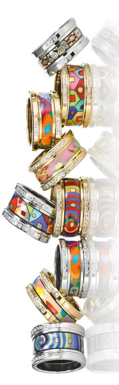 Frey Wille Lumiere-Rings Different Rings, Rings Pretty, Rings Stacked, Rings Colorful, Colorful Rings, Enamel Rings, Jewelry Enamel, Accessories Colorful, Stack Rings