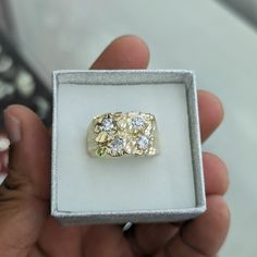 10kt Real Gold Nugget Ring Size 11 Weight 6.91 Gm Stones Are Cubic Zirconia 5mm Round Stone 19.4* 14.5 Mm Top Part Please Check The Picture Carefully To Understand The Size Of The Ring 100% Authentic Gold Not A Gold Plated Or Not A Gold Filled Never Change Color Or Never Fade Never Tarnish Comes In A Gift Box Gold Nugget Ring, Authentic Gold, Gold Nugget, Never Fade, Never Change, Ring For Men, Mens Accessories Jewelry, Real Gold, Color Change