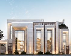 a large white building with columns and windows