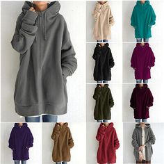 Find ideas๏ฟฝand inspiration for Plus Womens Hooded Long Sleeve Zipper Jacket Ladies Jumper Hoodie Cardigan Coat, Women's Coats, Jackets & Vests Visual Clothing, Chaleco Casual, Clothing Board, Purple Wine, Women Coats, Winter Outfits Men, Sweat Hoodie, Red Dark, Grass Green