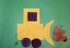 a child's craft made to look like a construction truck and a teddy bear