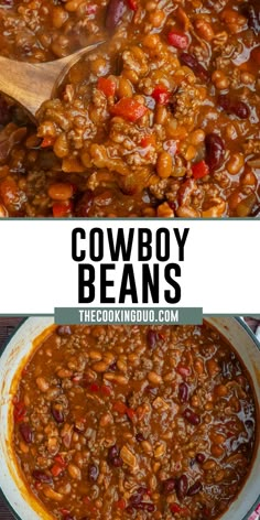 two pictures with the words cowboy beans in them