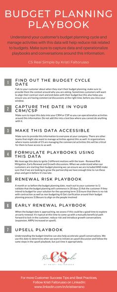 the budget planning playbook is shown in red and white, with text on it