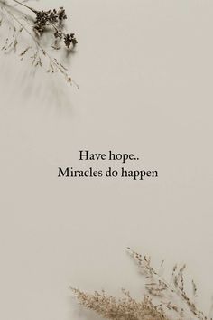 the words have hope, miracles do happen