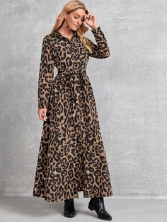 Leopard Print Belted Shirt Dress | EMERY ROSE Animal Print Dress Fall, Luxury Floral Print Shirt Dress For Fall, Cheap Leopard Print Long Sleeve Dresses, Animal Print Dress Winter, Kors Floral Georgette Dress Long Sleeve, Cheap Long Sleeve Leopard Print Dresses, Luxury Long Sleeve Floral Print Dress For Fall, Luxury Leopard Print Dresses For Spring, Elegant Cheap Leopard Print Dress