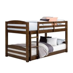 the bunk bed has two sets of drawers underneath it