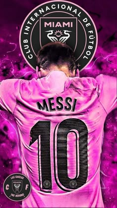 the back of a soccer player's jersey with his hands on his head, in front of a purple background