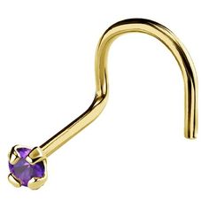 Choice of ONE PIECE 14Kt Yellow Gold or White Gold 22G Nose Screw Stud Nose Ring with Round Brilliant Cut Amethyst in 4-Prong Setting. February Birthstone Nose Ring. Gauge: 22G (0.70 mm)Wearable post length: 7mm Gemstone available size: 1mm 1.5mm, 2mm, & 2.5mm Size: one size.  Color: Purple.  Gender: unisex.  Age Group: adult.  Pattern: solid. Nose Ring Men, Nose Screw, February Birthstone, February Birth Stone, Amethyst Gemstone, 14kt Gold, Round Brilliant, Prong Setting, Color Purple