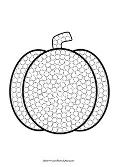 a black and white drawing of a pumpkin with circles on it's face,