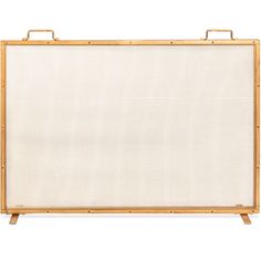 an old bamboo frame with a white canvas on the front and bottom panel, isolated against a white background