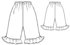 the front and back view of a women's pajama pants with ruffles