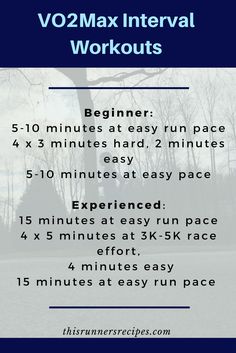 a poster with instructions on how to use the vq2 max intervals workouts