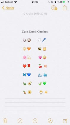 an iphone screen showing the emoji combos icon set in different colors and sizes