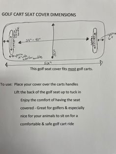 an instruction for how to use the golf cart cover dimensionss on a white paper