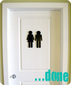 a door with two paper people on it