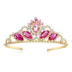 PRICES MAY VARY. Pink tiara encrusted with water-drop crystals of various sizes, This is for the girl who is all about pink! Material:Zinc alloy,Rhinestone,Acrylic. Tiara Size: The crown approx measures 2" Height*5" Width; The size of crown can be adjusted, very comfortable to wear fit Children and Adults. Princess crown gift collection, Add a magical touch to your girls' big day by wearing this sparkling tiara. Pink Princess Crystal Tiara Ideal for Girls Birthdays, Proms, Costume, Cosplay Parti Aurora Tiara, Princess Aurora Crown, Simple Tiara, Princess Tiaras, Aurora Crown, Pink Tiara, Aurora Birthday Party, Pink Headband, Kids Tiara