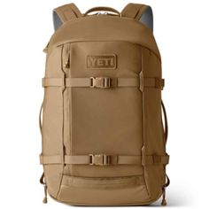 a tan backpack with two straps on it