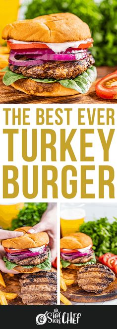 the best ever turkey burger with lettuce and tomatoes