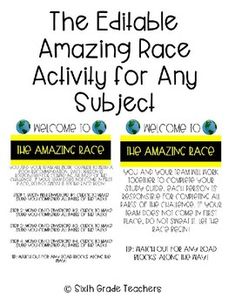 the editable amazing race activity for any subject