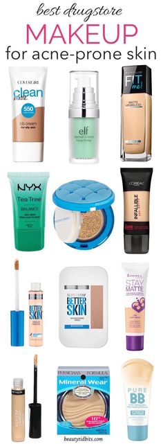 From foundations and BB creams to concealers, this is your ULTIMATE guide to the best drugstore makeup that will be gentle on your oily acne-prone skin and wallet! Bb Cream For Oily Skin, Teknik Makeup, Bb Creams, Acne Makeup, Cream For Oily Skin, روتين العناية بالبشرة, Physicians Formula