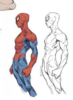 three different types of spider - man standing next to each other, one with his hands on his hips