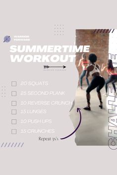 an advertisement for the summertime workout program, with dancers in motion and onlookers