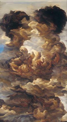 an abstract painting of clouds in the sky