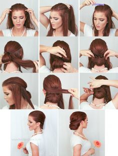 Chingon Hair, Retro Wedding Hair, Sassy Haircuts, Chignon Hair, Pinterest Hair, Fresh Hair, Work Hairstyles, Penteado Cabelo Curto, Fancy Hairstyles