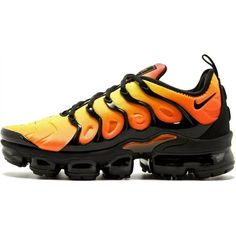 Men's Nike Air Vapormax Plus Black/Black-Total Orange Size: 9.  Gender: male.  Age Group: adult. Nike Air Max Vapormax Plus, Mens Vapormax Nike, Cool Nike Shoes, Vapormax Black, Vapormax Plus Black, Nike Air Vapormax 2019, Air Vapormax Plus, Nike Air Vapormax Plus, Mens Trail Running Shoes