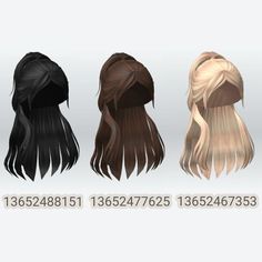 three different types of wigs are shown in the same color and size as well as numbers