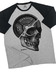 051. RAGLAN Skull Plate Workout Gym T-Shirt for Men T-Shirt Grey T-Shirt GYMISH LIFESTYLE Plate Workout, Skull Plate, Funny Gym Shirts, Gym Apparel, Funny Workout, Gym Gear, Fitness Gifts, Gym Humor, Tee Shirt Homme