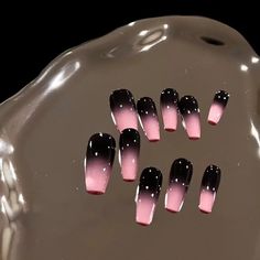 Black Pink Ombre Nails, Pink And Black Ombre Nails, Pink And Black Nail Ideas, Black And Pink Nail Designs, Black And Pink Nails Ideas, Nails Black And Pink, Nails Pink And Black, Black Pink Nails, Nails Pink Black