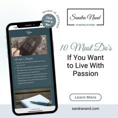 a cell phone with the text 10 must do's if you want to live with passion